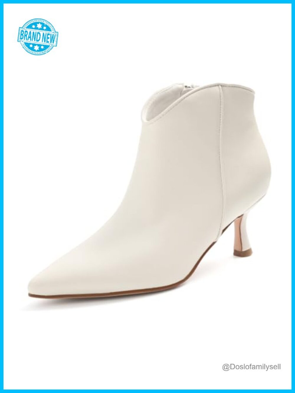 Faux Leather Ankle Boots Pointed Toe Kitten Heel Slip-On Booties